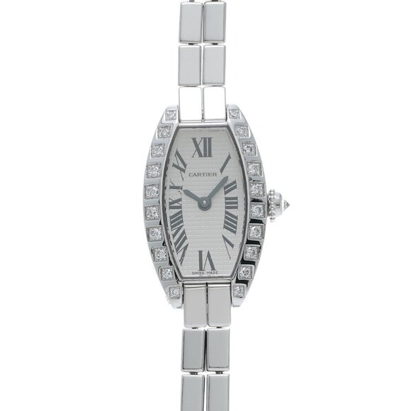 CARTIER Mini Tonneaulaniere Bezel Diamond WJ2004W3 Silver Ladies Watches qua... - Picture 1 of 4